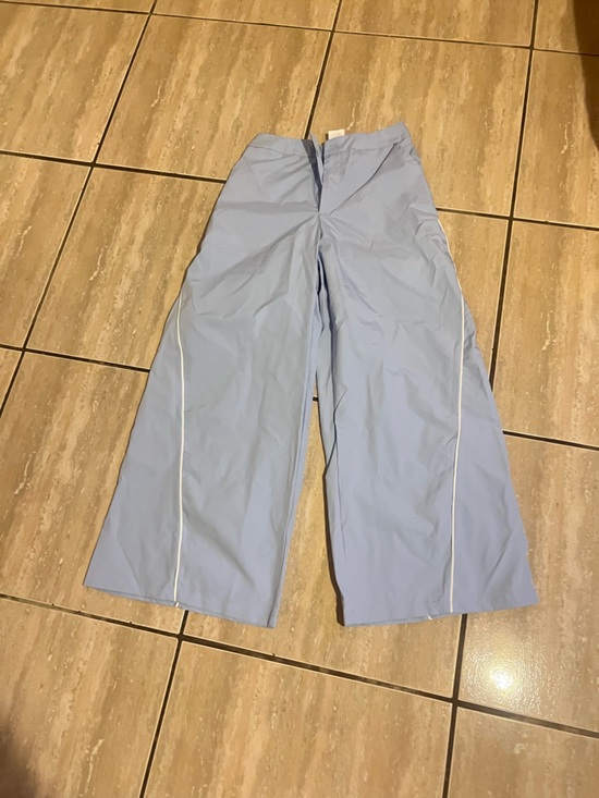 Temu Pants - Light Blue Wide Leg Pants with White Piping